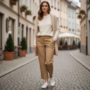 Ann Taylor NWT Womens The Easy Ankle Pant 100% Lyocell Stretch High Rise Tan XL